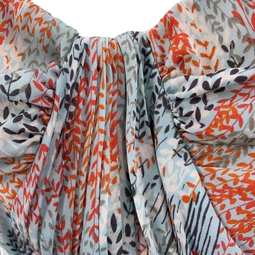 Bcbgmaxazria AMBER Blue Print Chiffon Strapless Gown Size 8 Prom